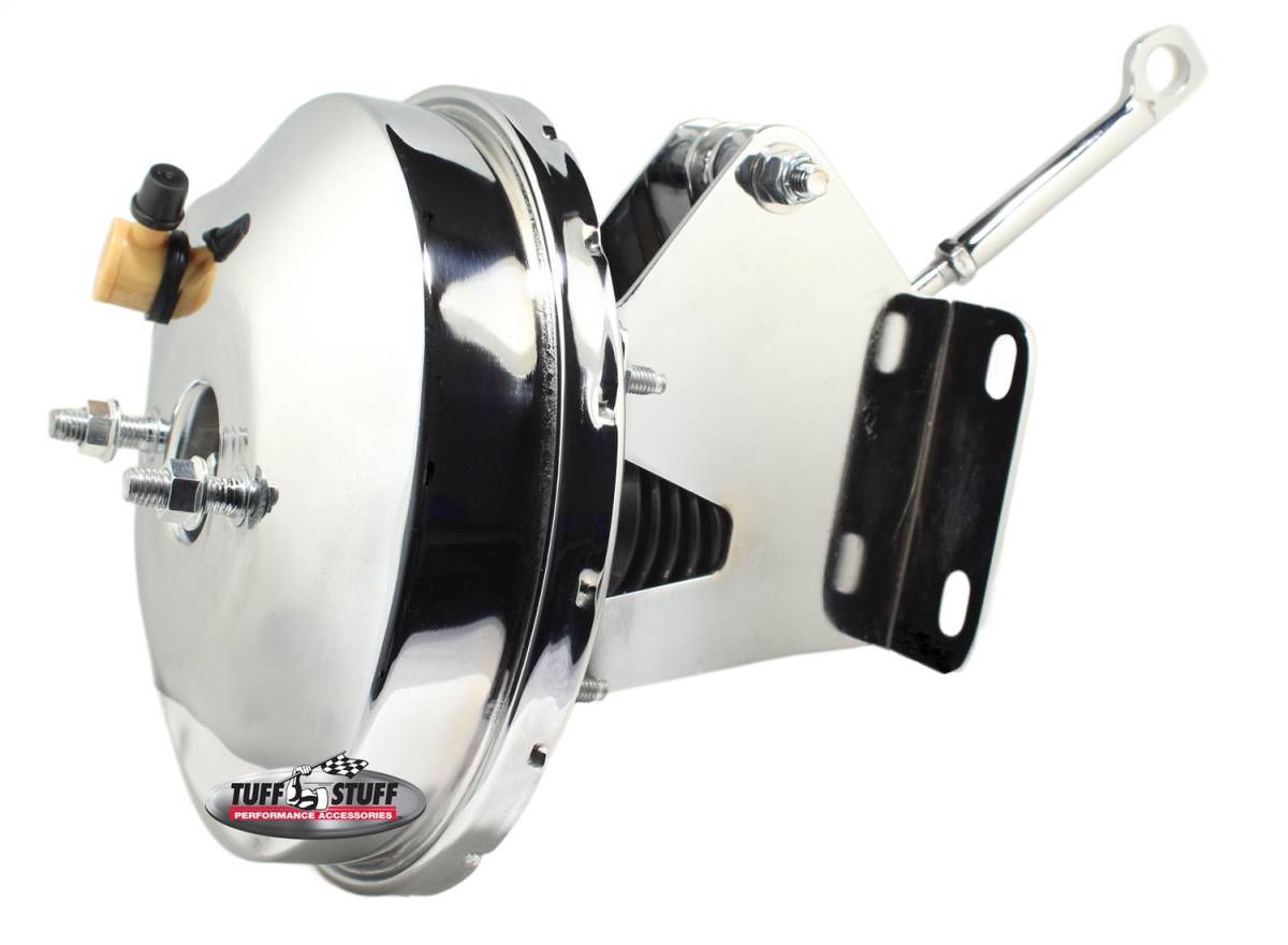 Tuff Stuff Performance - Power Brake Booster; 9 in. - Slim Line Diaphragm - Incl. Booster Mtg. Bracket/3/8 in.-16 Mtg. Studs And Nuts - Fits Hot Rods/Customs/Muscle Cars - Chrome; 2231NAJ