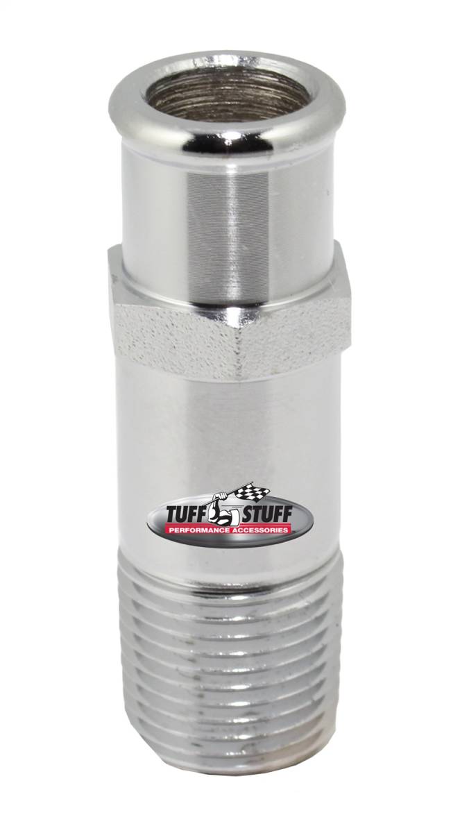 Tuff Stuff Performance - Water Pump Inlet Tube; 3/4 in. Hose - 3 in. Long - 1/2-14 NPT - Chrome; 4450A