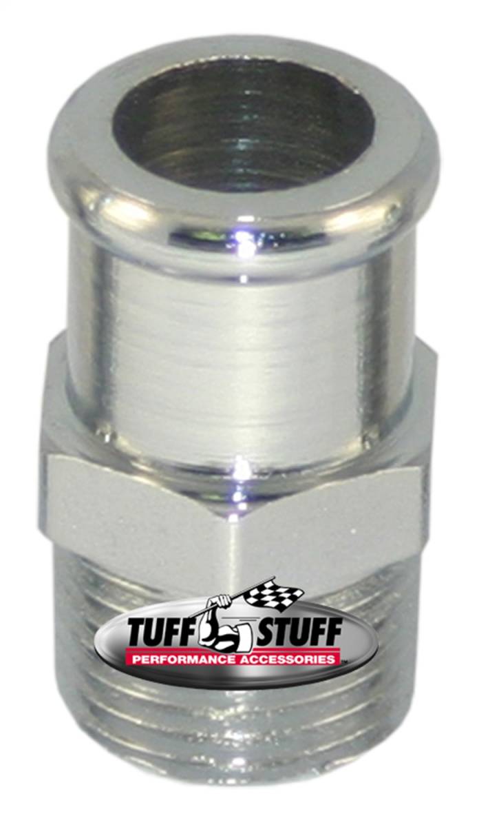 Tuff Stuff Performance - Water Pump Inlet Tube; 3/4 in. Hose - 1.5 in. Long - 1/2-14 NPT - Chrome; 4450B