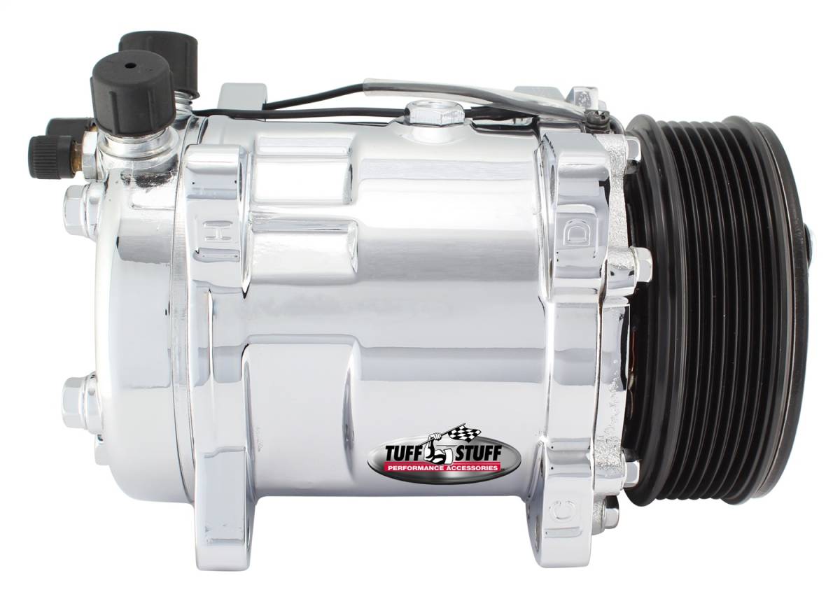 Tuff Stuff Performance - A/C Compressor; R12 Series - 6 Grove Pulley - Chrome; 4505NA6G