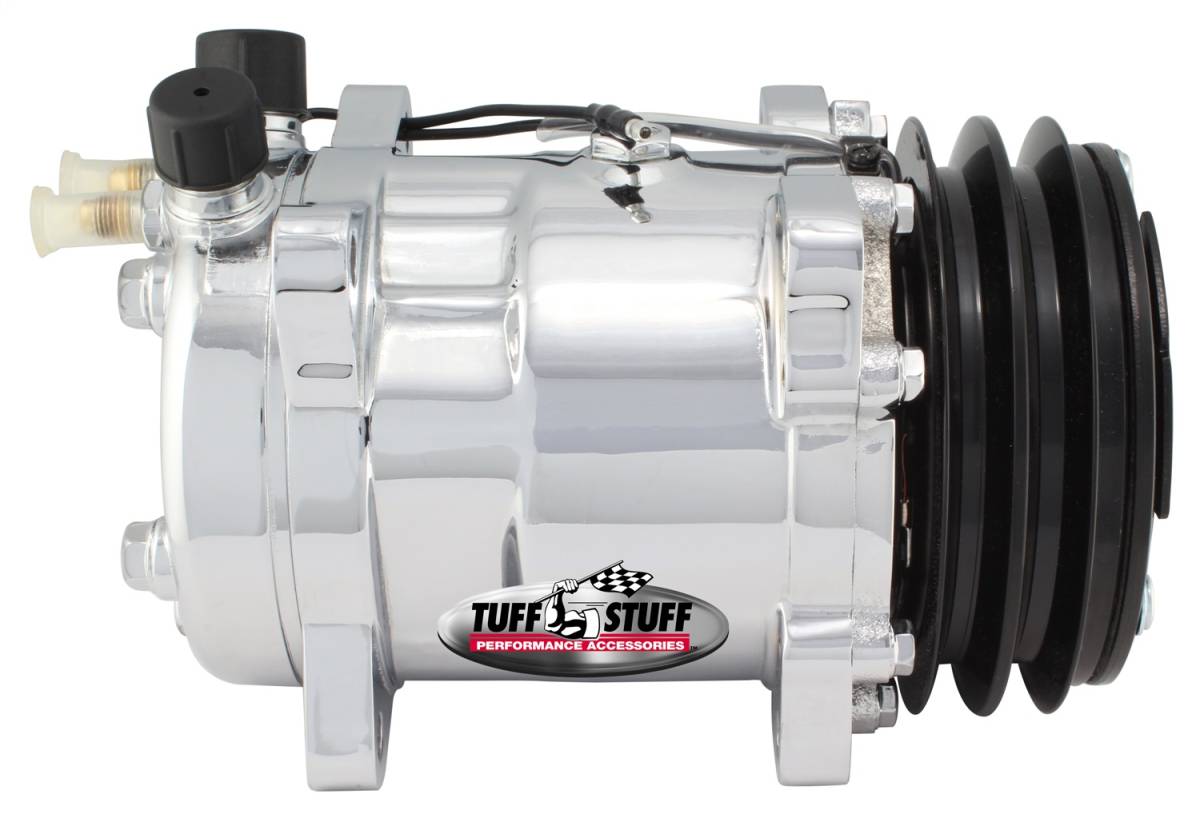 Tuff Stuff Performance - A/C Compressor; R12 Series Double Pulley - Polished; 4505NBDP