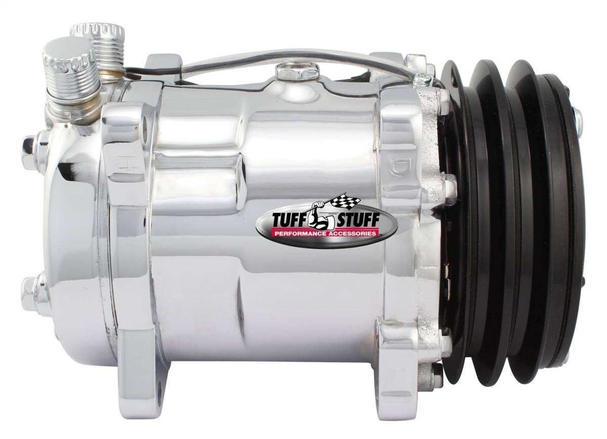 Tuff Stuff Performance - A/C Compressor; R134A Series - Double Pulley - Chrome; 4515NADP
