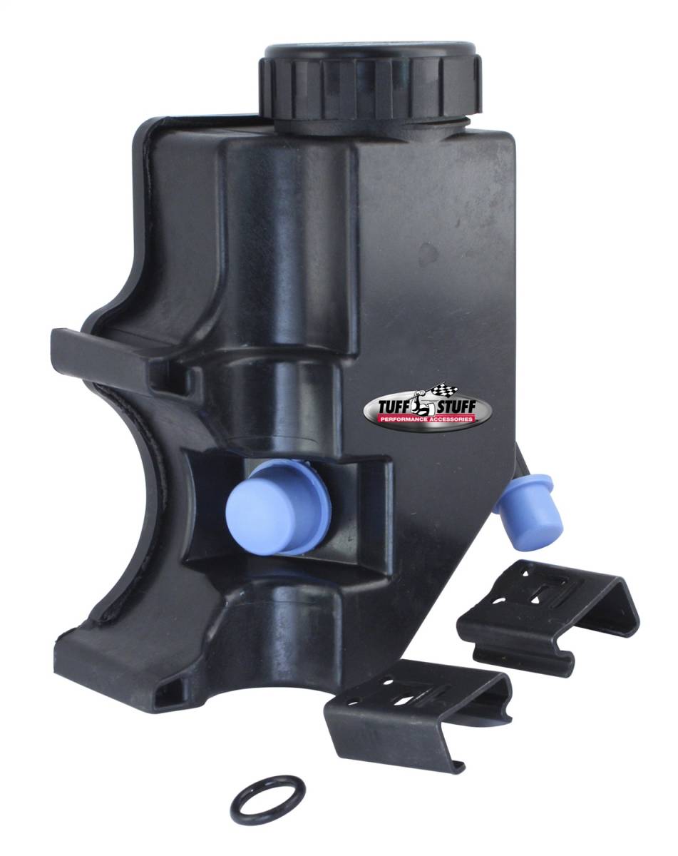 Tuff Stuff Performance - Power Steering Reservoir; Incl. Twist Cap w/Built-In Dipstick/2 Mounting Clips/O-Ring - 3/8 in. OD Return Tube - GM Pressure Port Fitting; 6175ARES