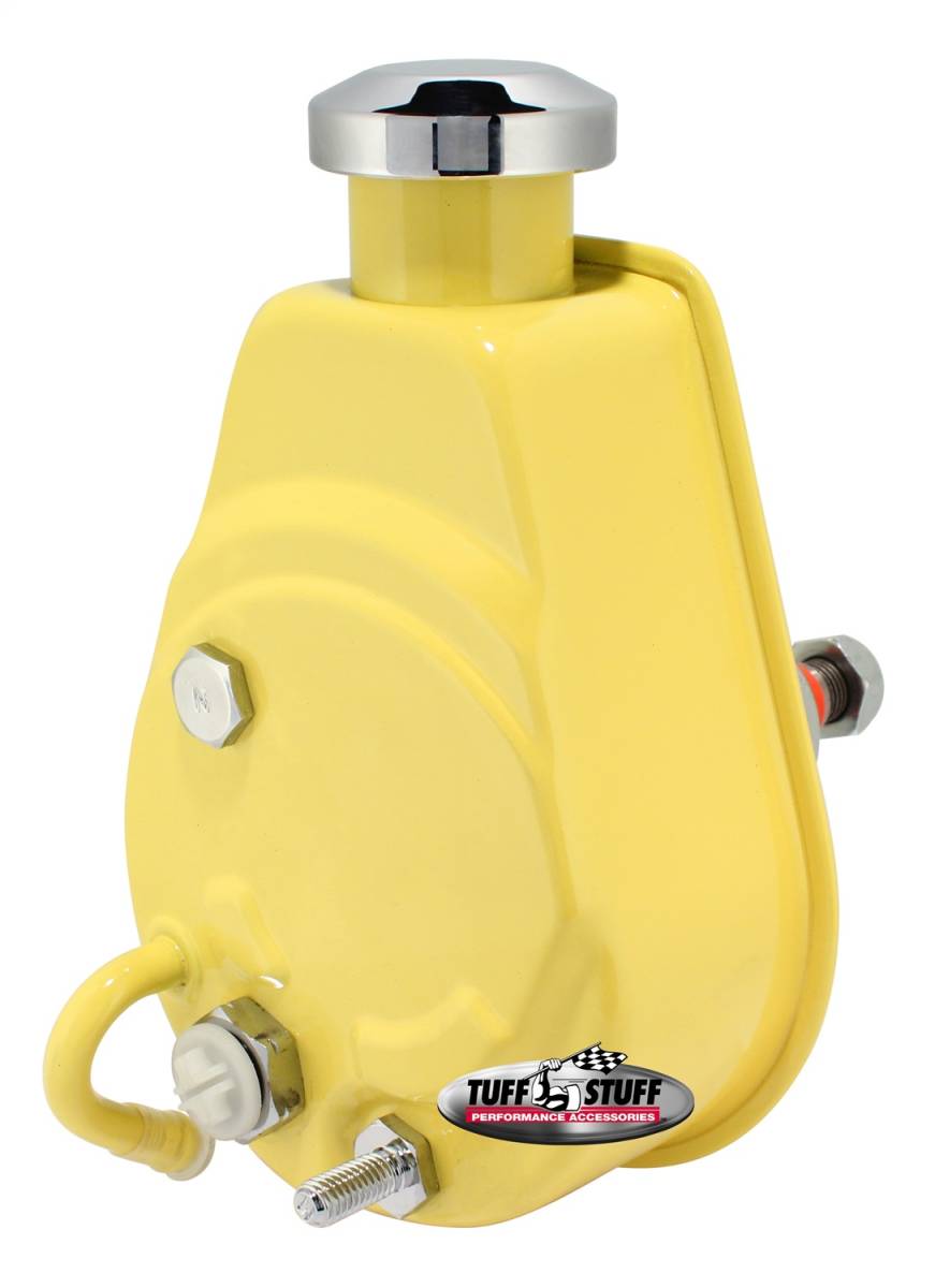 Tuff Stuff Performance - Power Steering Pump; Univ. Fit - 5/8 in. Keyed Shaft - 1200 PSI - 5/8-18 SAE Pressure Fittings - 3/8 in.-16 Mtg. Holes - Yellow; 6176BYELLOW