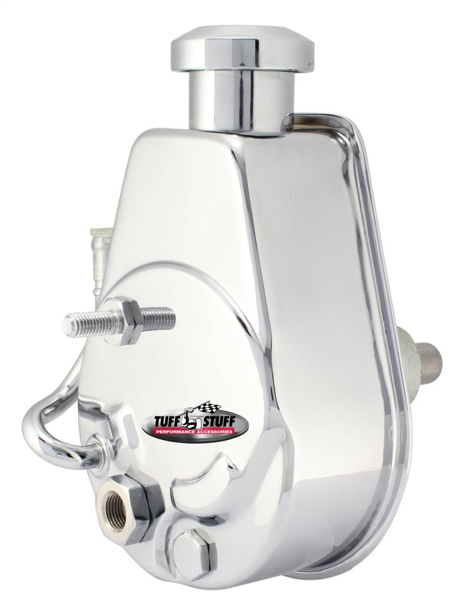 Tuff Stuff Performance - Power Steering Pump; Direct Fit - 3/4 in. Press Fit Shaft - M10x1.5 Mounting - Chrome; 6184A