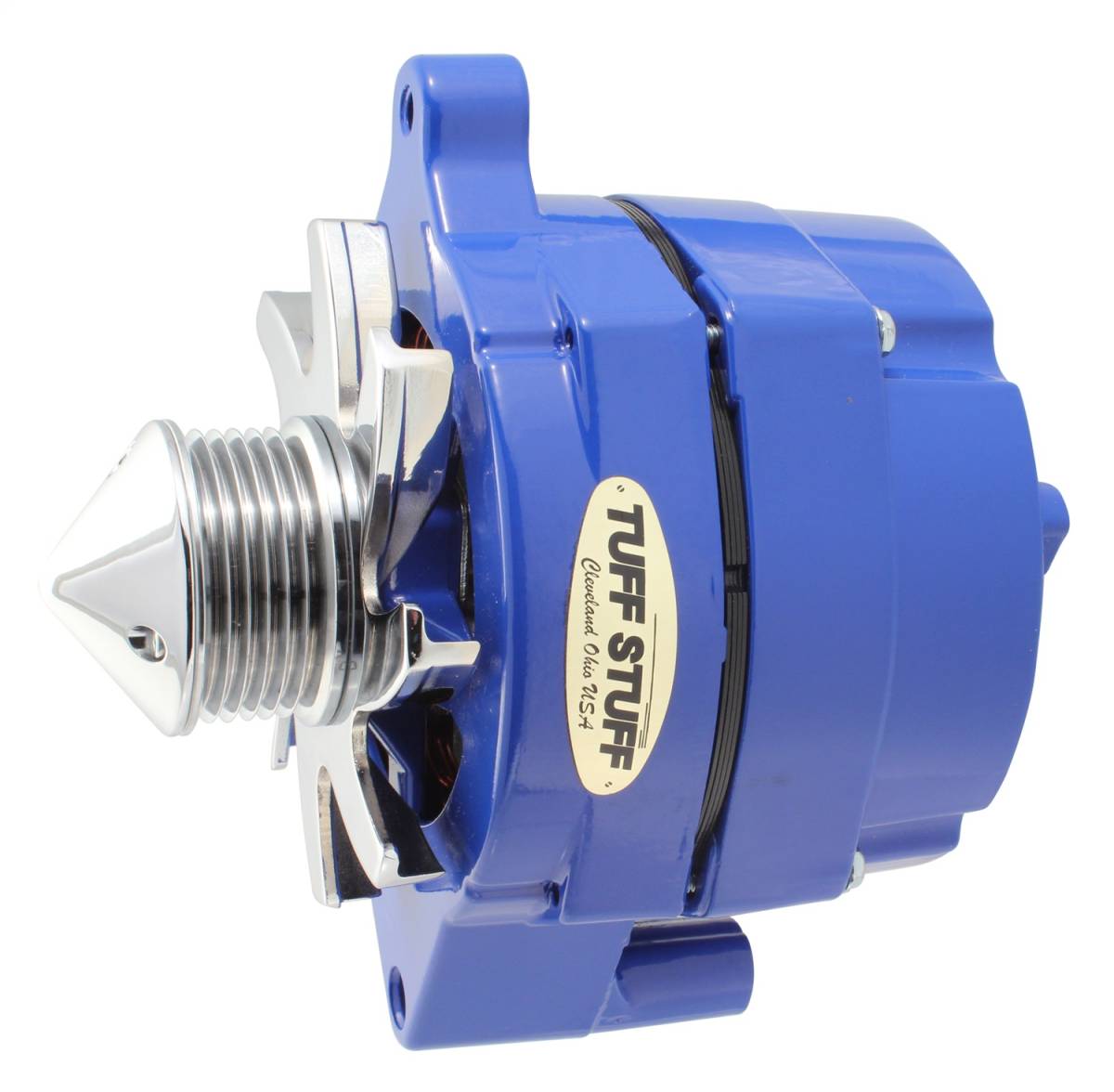 Tuff Stuff Performance - Alternator; 100 AMP - Smooth Back - 1 Wire - 6 Groove Bullet Pulley - Blue Powdercoat w/Chrome Accents; 7068FBULL6GB