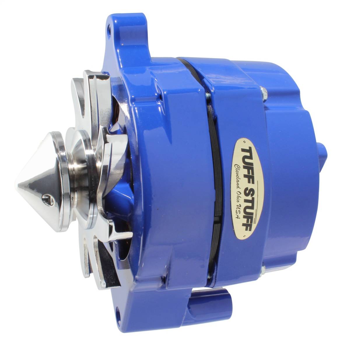 Tuff Stuff Performance - Alternator; 100 AMP - Smooth Back - 1 Wire - V Bullet Pulley - Blue Powdercoat w/Chrome Accents; 7068FBULLBLU