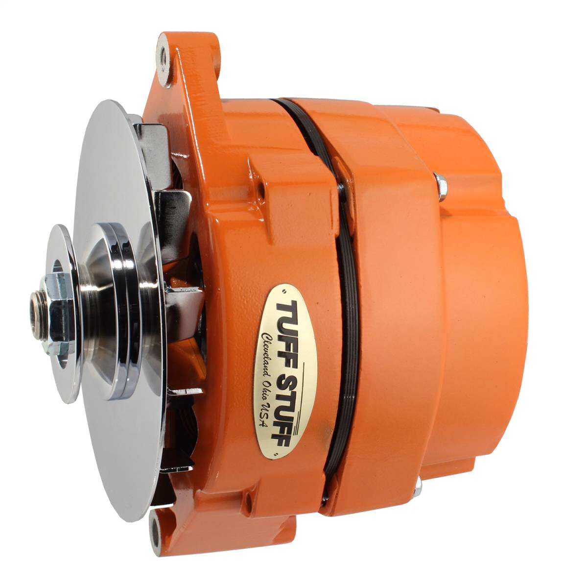 Tuff Stuff Performance - Alternator; 100 AMP - OEM Or 1 Wire - V Groove Pulley - Orange Powdercoat w/Chrome Accents; 7127NFORANGE