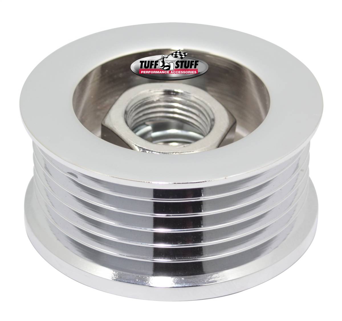 Tuff Stuff Performance - Alternator Pulley; 2.25 in. - 6 Groove Serpentine - Incl. Lockwasher/Nut - Chrome; 7610A