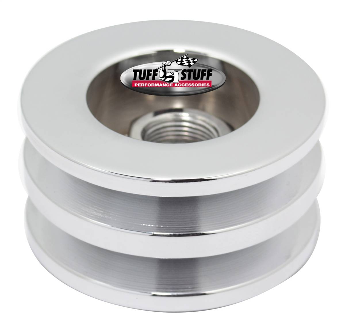Tuff Stuff Performance - Alternator Pulley; 2.628 in. - Double V Groove - Incl. Lockwasher/Nut - Chrome; 7610F