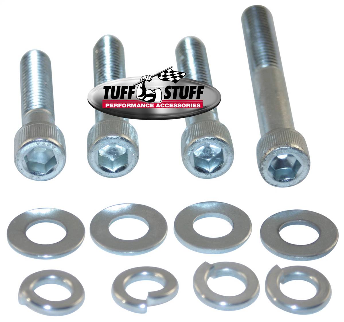 Tuff Stuff Performance - Water Pump Bolt; Zinc Socket - Incl. (1)3/8in. -16x1 3/4/(2)3/8in.-16x2 in./(1)3/8 in-16x2 3/4in. Bolts/(4) Lock And (4) Flat Washers; 7675D