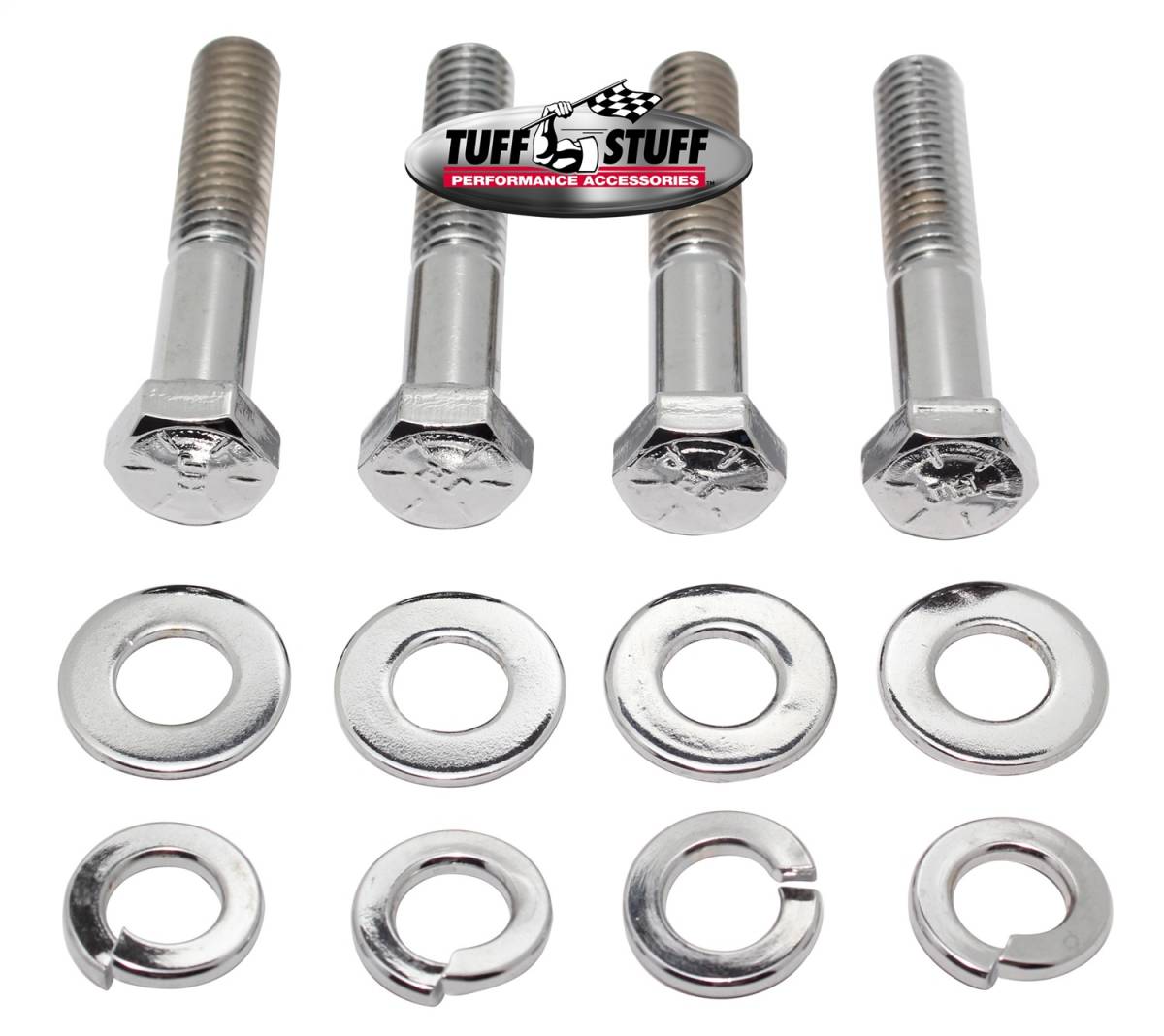 Tuff Stuff Performance - Water Pump Bolt; Chrome Hex - Incl. Four 3/8 in.-16x2 in. Bolts/4 Lock And 4 Flat Washers - Fits Chevy Big Block w/Short Water Pump PN[1484/1494]; 7676A