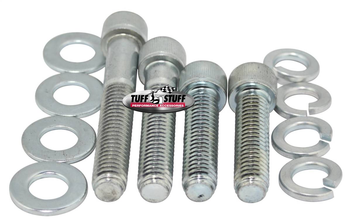 Tuff Stuff Performance - Water Pump Bolt; Zinc Socket - Incl. (2) 3/4 in.-16x1 3/4 in./(1) 3/4 in.-16x2 in./(1) 3/8 in.-16x2 1/2 in. Bolts/(4) Lock And (4) Flat Washers; 7677D