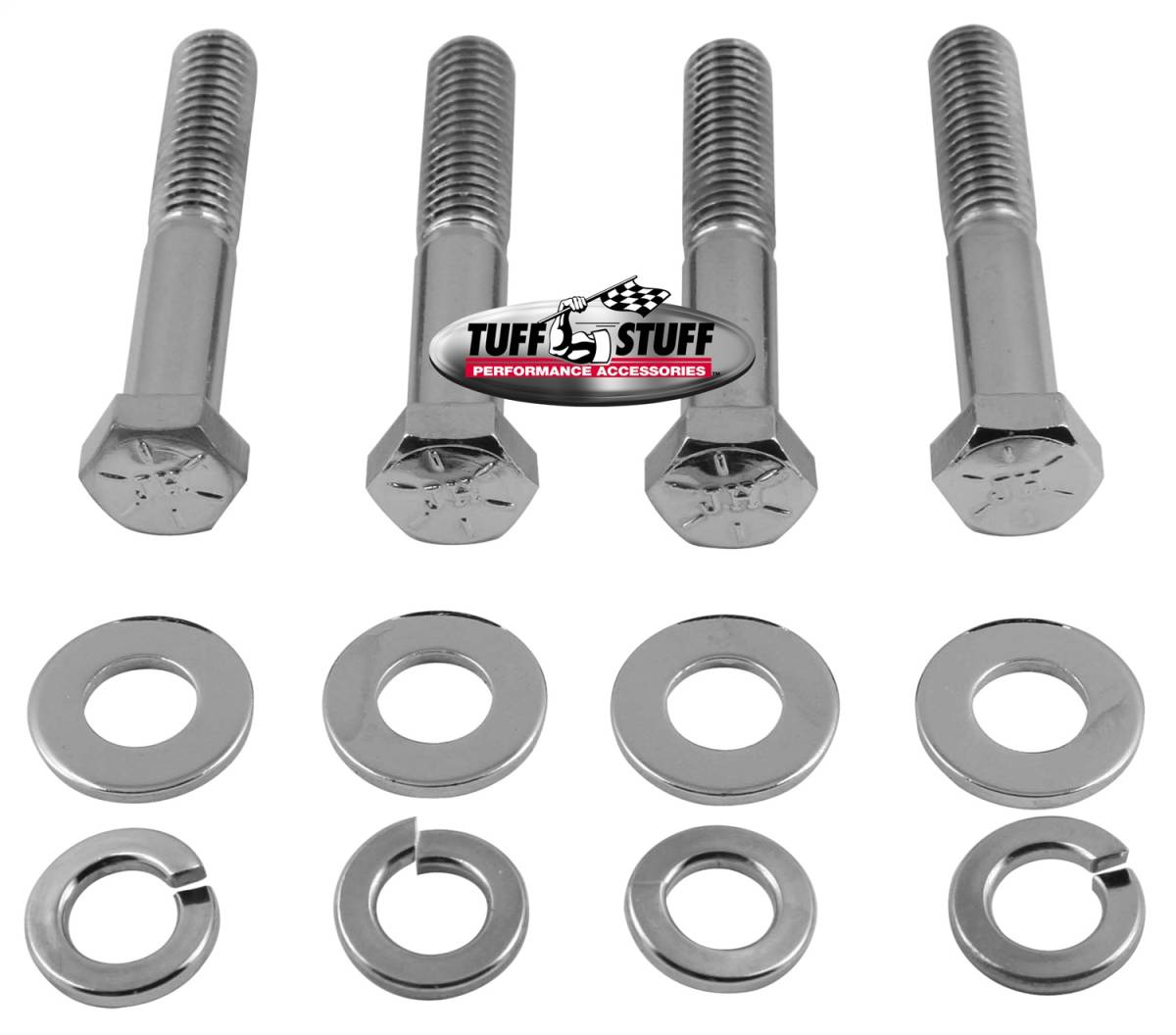 Tuff Stuff Performance - Water Pump Bolt; Chrome Hex - Incl. (4) 3/4 in.-16x2 1/4 in. Bolts/(4) Lock And (4) Flat Washers - Fits Chevy Small/Big Block w/Long Water Pump PN[1449/1461/1511]; 7678A