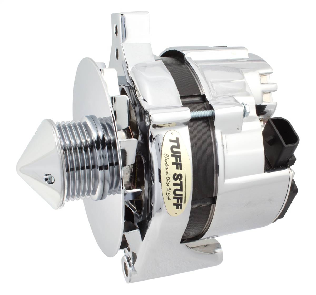 Tuff Stuff Performance - Alternator; 75 AMP - OEM Wire - 6 Groove Bullet Pulley - Internal Regulator - Chrome; 7716ABULL