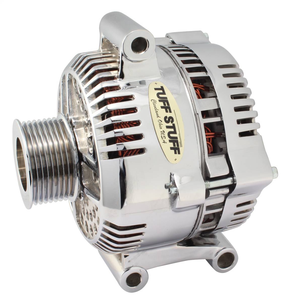 Tuff Stuff Performance - Alternator; 225 AMP Upgrade - OEM Wire - 8 Groove Pulley - Internal Regulator - Polished; 7768DP
