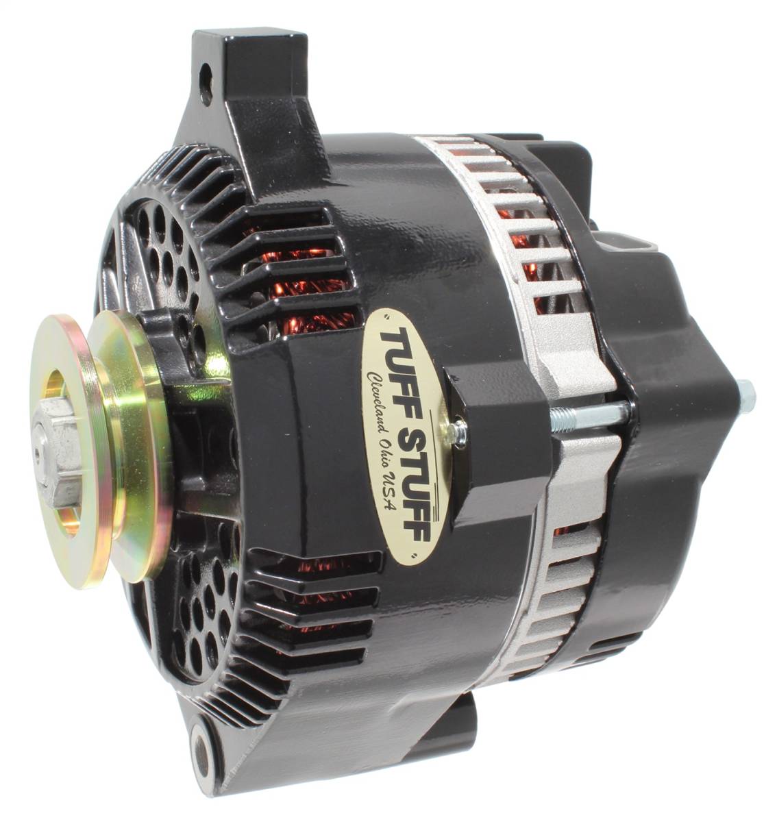 Tuff Stuff Performance - Alternator; 225 AMP - OEM Wire - V Groove Pulley - Internal Regulator - Black; 7771C