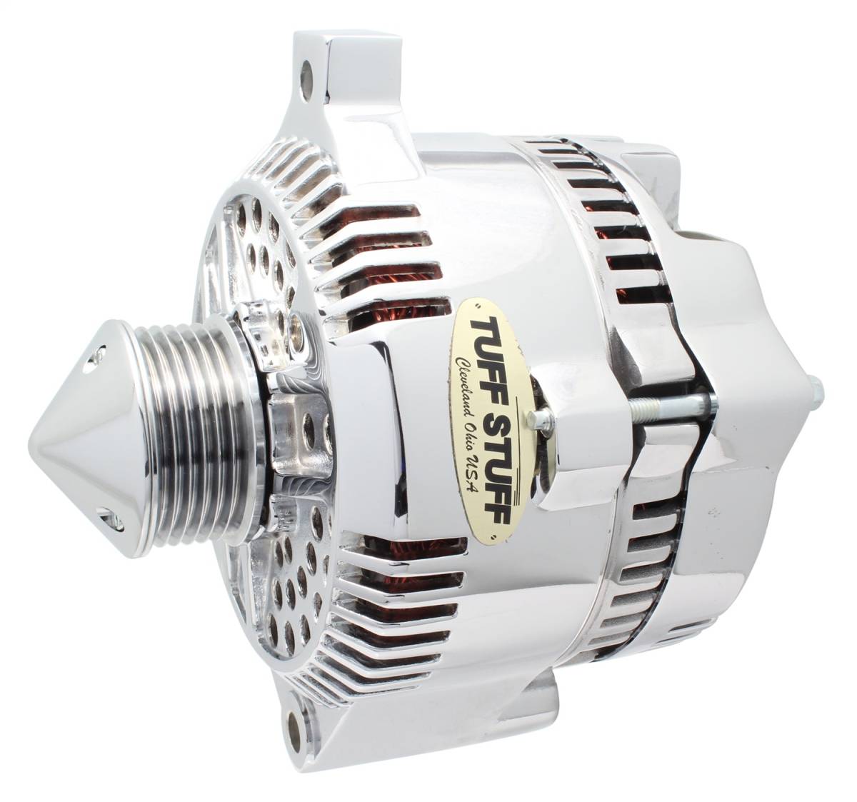 Tuff Stuff Performance - Alternator; 225 AMP - OEM Wire - 6 Groove Bullet Pulley - Internal Regulator - Polished; 7771DPBULL6G