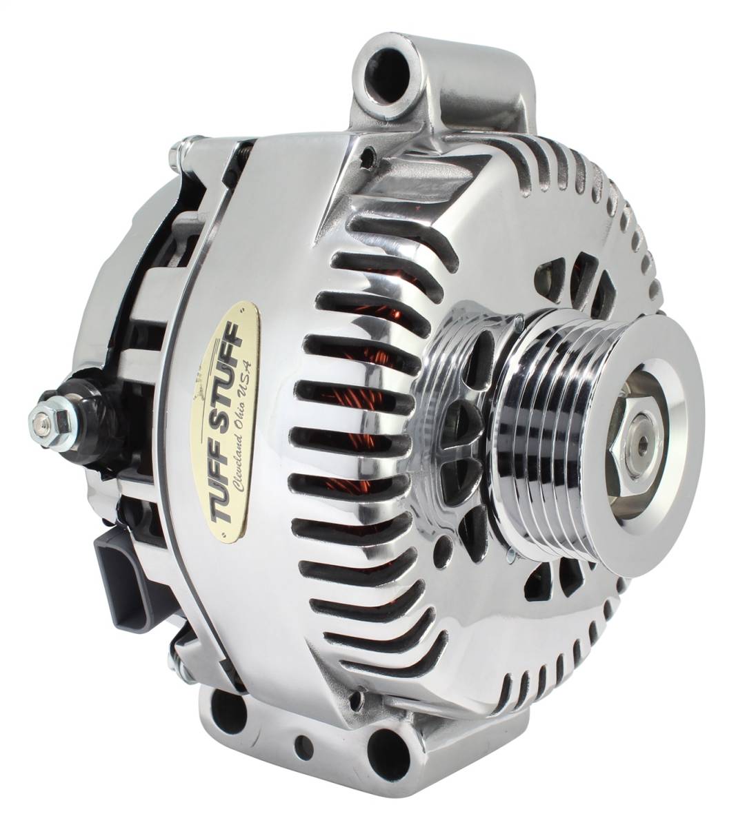 Tuff Stuff Performance - Alternator; 130 AMP - OEM Wire - 6 Groove Pulley - Internal Regulator - Chrome; 7787A