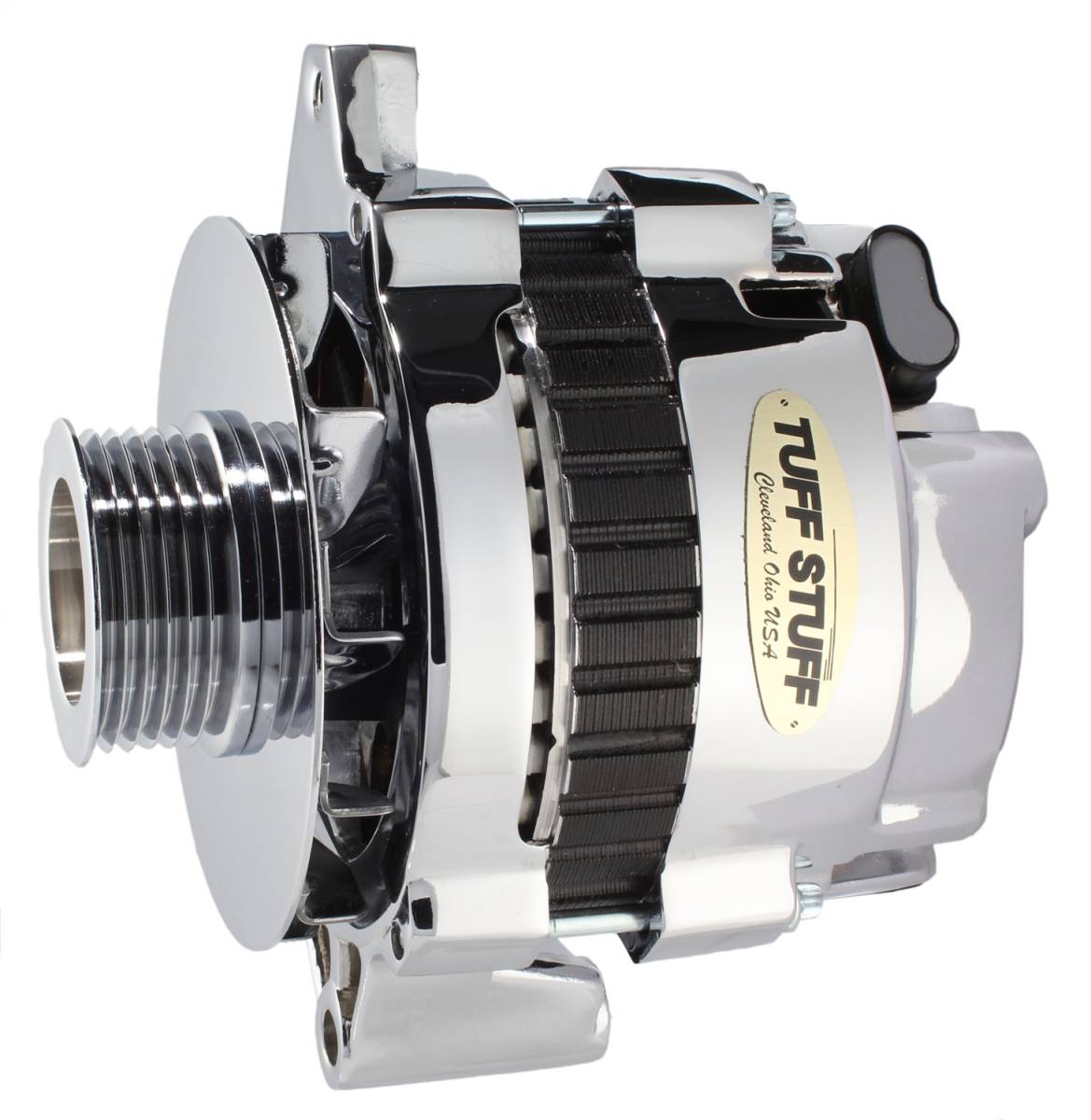 Tuff Stuff Performance - Alternator; 105 AMP - 1 Wire Or OEM - 6 Groove Pulley - Double Wide Heavy Duty Ball Bearings - Polished; 7935DP6G