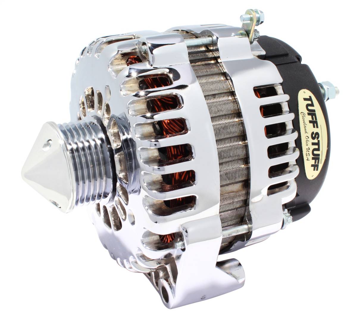 Tuff Stuff Performance - Alternator; 225 AMP - OEM Wire - 6 Groove Bullet Pulley - 4 Pin Voltage Regulator - Polished; 8237CPBULL