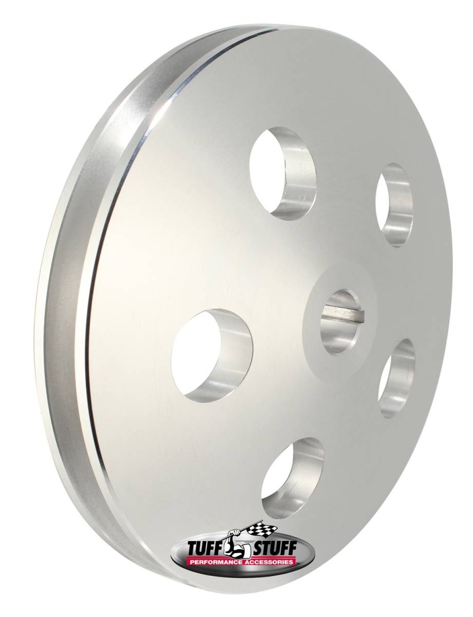 Tuff Stuff Performance - Power Steering Pump Pulley; Bolt On - Fits PN[6174/6176/6183/6190/6191/6192/6193/6194/6195/6196/6197/6198] PowerSteeringPumps w/KeyedShaft - Incl. FlatWasher - Machined Alum. - Plain; 8488C