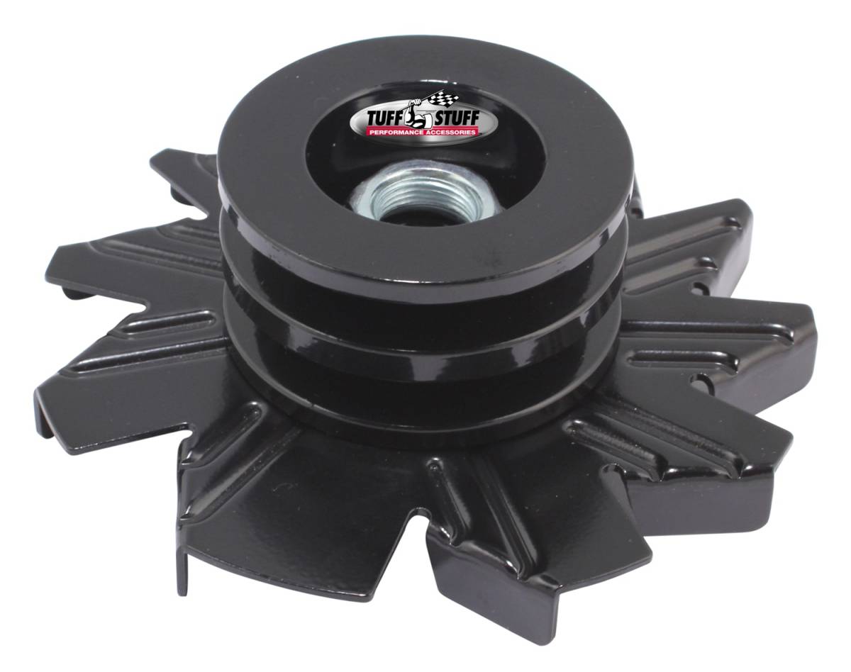 Tuff Stuff Performance - Alternator Pulley; 2.628 in. - Double V Groove Pulley - Incl. Fan/Lock Washer/Nut - Stealth Black; 7600BB