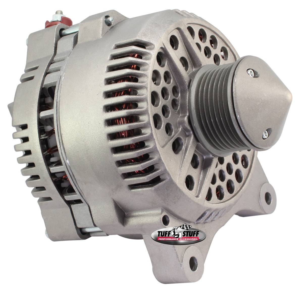 Tuff Stuff Performance - Alternator; 225 AMP Upgrade - OEM Wire - 7 Groove Bullet Pulley - Internal Regulator - Factory Cast PLUS+; 7764EBULL
