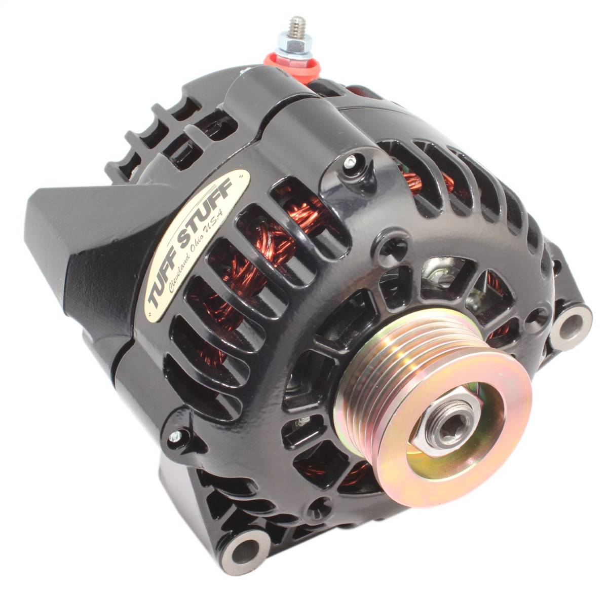 Tuff Stuff Performance - Alternator; 175 AMP Upgrade - Stealth Black - 1-Wire Or OEM Hookup Side Post - 6 Groove Pulley; 8206NB1