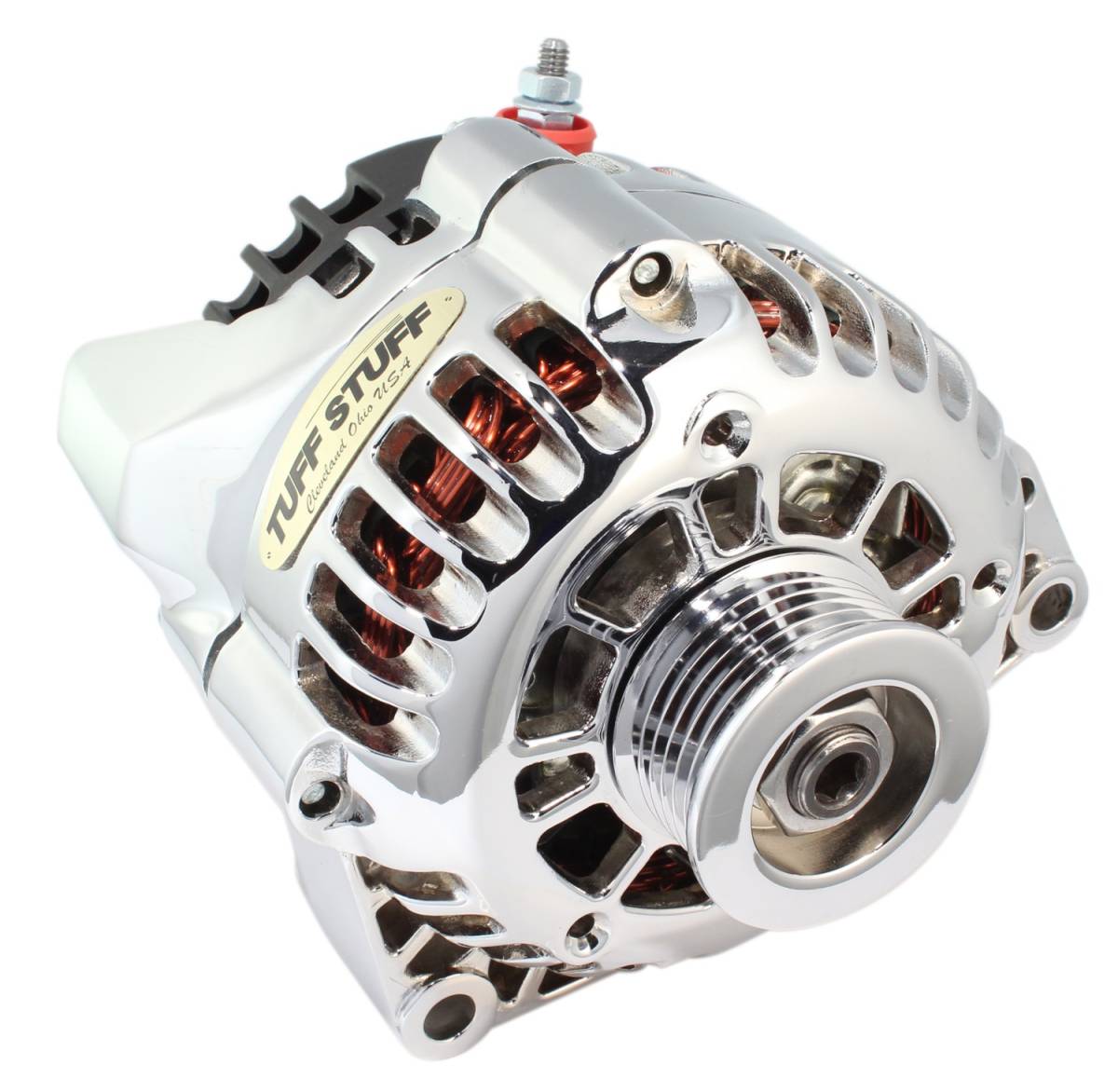 Tuff Stuff Performance - Alternator; 175 AMP Upgrade - Polished Aluminum - 1-Wire Or OEM Hookup Side Post - 6 Groove Pulley; 8206NCP1