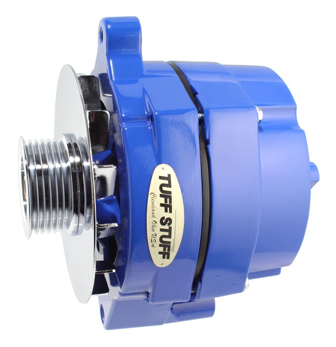Tuff Stuff Performance - Alternator; 100 AMP - Smooth Back - 1 Wire - 6 Groove Pulley - Blue Powdercoat w/Chrome Accents; 7068RF6GBLUE