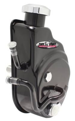 Tuff Stuff Performance - Saginaw Style Power Steering Pump Direct Fit 3/4 in. Press Fit Shaft 1200 PSI 3/8 in.-16 Mtg. Holes w/Hydro-Boost Brakes Stealth Black 6162B