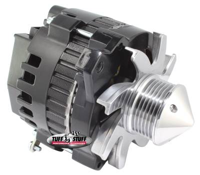 Tuff Stuff Performance - Bullet Alternator 160 AMP 1 Wire Or OEM Hookup 6 Groove Pulley 6.125 in. Bolt To Bolt Stealth Black 7866G6GS22