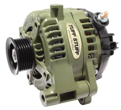 New Products - Alternators & Starters for Jeeps - Tuff Stuff Performance - Alternator 250 AMP OEM Wire 6 Groove Pulley External Regulator Army Green 7516G