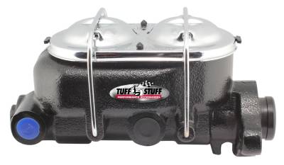Brake Master Cylinder Univ. Dual Reservoir 1 in. Bore 9/16 in. And 1/2 in. Driver Side Ports Shallow Hole Fits Hot Rods/Customs/Muscle Cars Stealth Black Powder Coat 2018NC