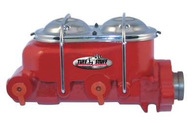 Brake Master Cylinder Dual Reservoir 1 in. Bore Dual 3/8 in. Ports On Both Sides 3 3/8 in. Mounting Hole Spacing Shallow Hole Red Powdercoat 2020NCRED