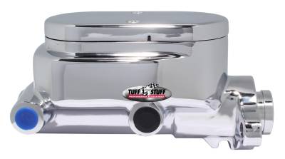 Braking - Master Cylinders - Tuff Stuff Performance - Brake Master Cylinder Dual Reservoir Aluminum Smoothie 1 in. Bore 9/16 in. And 1/2 in. Driver Side Ports Shallow Hole Polished Fits Hot Rods/Customs/Muscle Cars 2023NA