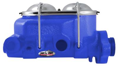 Brake Master Cylinder Univ. Dual Reservoir 1 1/8 in. Bore 9/16 in. And 1/2 in. Driver Side Ports Shallow Hole Fits Hot Rods/Customs/Muscle Cars Blue Powdercoat 2071NCBLUE