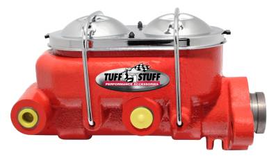 Braking - Master Cylinders - Tuff Stuff Performance - Brake Master Cylinder Univ. Dual Reservoir 1 1/8 in. Bore 9/16 in. And 1/2 in. Driver Side Ports Shallow Hole Fits Hot Rods/Customs/Muscle Cars Red Powdercoat 2071NCRED