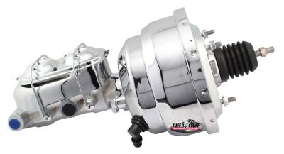 Brake Booster w/Master Cylinder Univ. 8 in. 1 1/8 in. Bore Dual Diaphragm w/PN[2071] Dual Rsvr. Master Cyl. Incl. 3/8 in.-16 Mtg. Studs/Hardware Chrome 2123NA