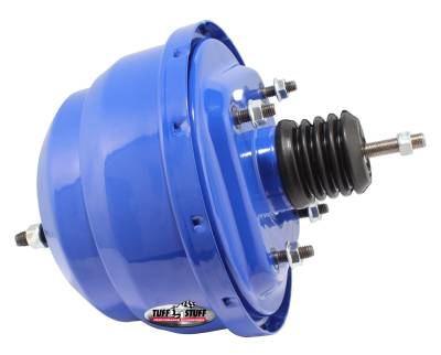 Power Brake Booster Univ. 8 in. Dual Diaphragm Incl. 3/8 in.-16 Mtg. Studs And Nuts Fits Hot Rods/Customs/Muscle Cars Blue Powdercoat 2223NCBLUE