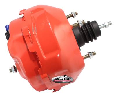 Power Brake Booster Univ. 9 in. Dual Diaphragm Incl. 3/8 in.-16 Mtg. Studs And Nuts Fits Hot Rods/Customs/Muscle Cars Red Powdercoat 2224NCRED