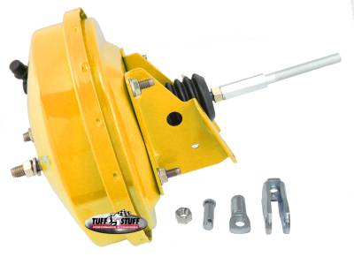 Power Brake Booster Univ. 9 in. Single Diaphragm Incl. 3/8 in.-16 Mtg. Studs And Nuts Fits Hot Rods/Customs/Muscle Cars Yellow Powdercoat 2226NBYELLOW