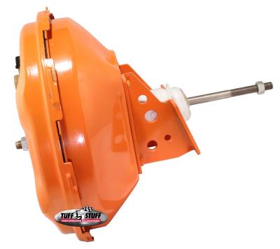Power Brake Booster Univ. 11 in. Single Diaphragm Incl. 3/8 in.-16 Mtg. Studs And Nuts Fits Hot Rods/Customs/Muscle Cars Orange Powdercoat 2227NBORANGE