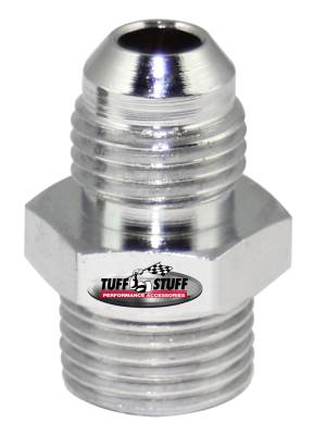 Tuff Stuff Performance - Power Steering Adapter Fitting Saginaw Banjo Style Adapts 5/8 in.-18 Inverted Flare To 9/16 in.-18 AN-6 Chrome 5553A - Image 1