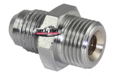 Tuff Stuff Performance - Power Steering Adapter Fitting Saginaw Banjo Style Adapts 5/8 in.-18 Inverted Flare To 9/16 in.-18 AN-6 Chrome 5553A - Image 2