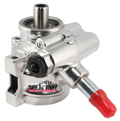 Power Steering Pumps - Type II - Universal - Tuff Stuff Performance - Type II Alum. Power Steering Pump M16 And 5/8 in. OD Return Tube 8mm Through Hole Mounting Btm Pressure Port For Street Rods/Custom Vehicles w/Limited Engine Space Polished 6170ALP-3