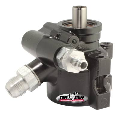 Type II Alum. Power Steering Pump AN-6 And AN-10 Fitting 8mm Through Hole Mounting Aluminum For Street Rods/Custom Vehicles w/Limited Engine Space Black 6175ALB