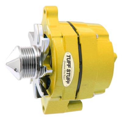Silver Bullet Alternator 100 AMP Smooth Back 1 Wire 6 Groove Bullet Pulley Yellow Powdercoat w/Chrome Accents 7068FBULL6GY