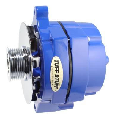 Alternator 100 AMP Smooth Back 1 Wire 6 Groove Pulley Blue Powdercoat w/Chrome Accents 7068RF6GBLUE